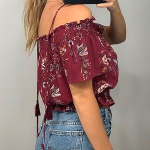 Women’s off the shoulder floral top. Day trip